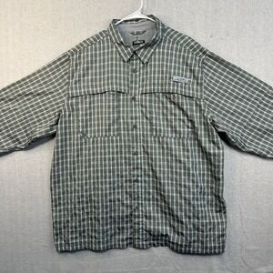 Habit Men's Gray Plaid 2XL Fishing Shirt 40+‎ Solar Factor Long Sleeve Vented